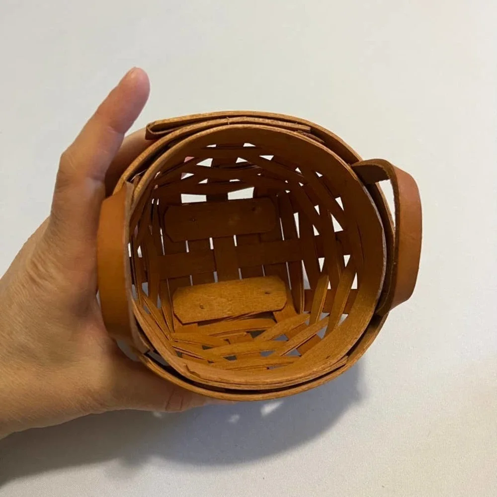 Longaberger | 1995 Small Round Basket with Floral & Plastic Liners